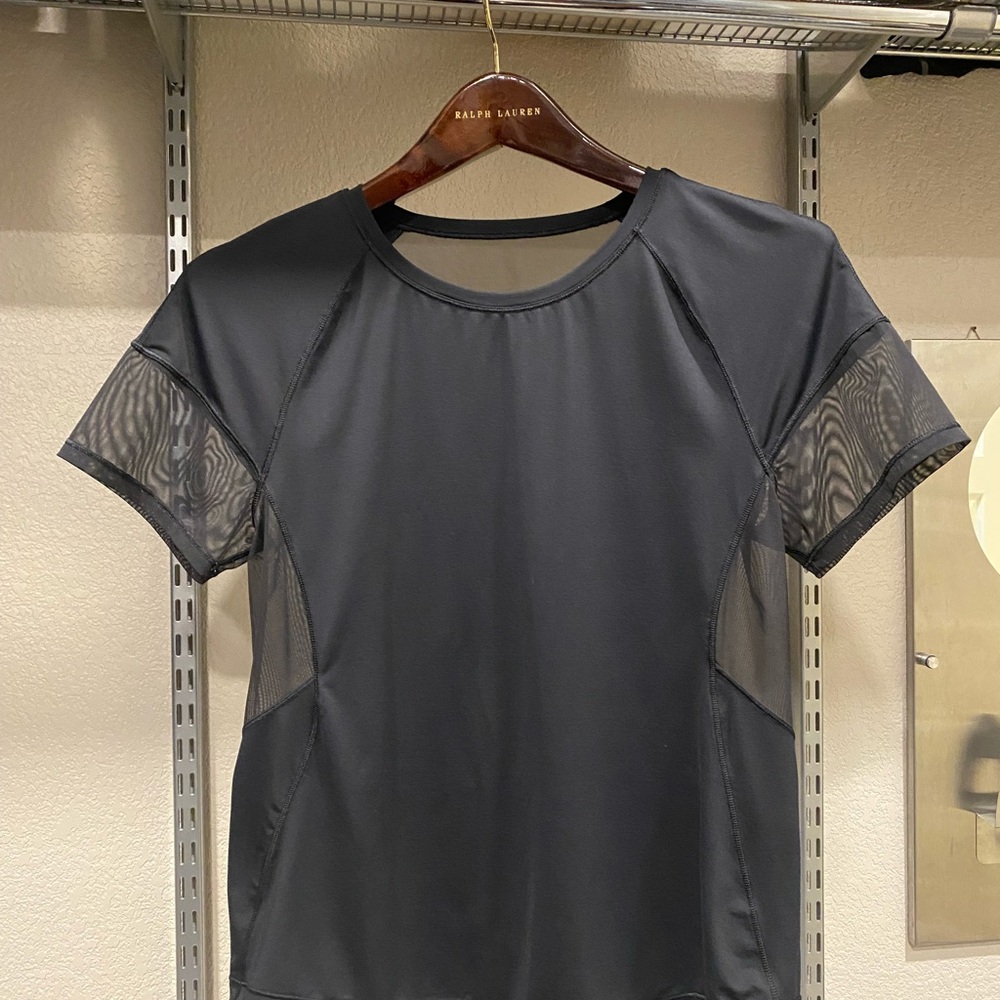 lululemon athletica Black Short Sleeve Mesh Inset Tee